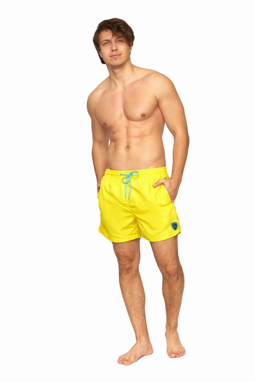 Szorty kąpielowe męskie spodenki sportowe zagano 5106 z logo w formie tarczy kolor żółty