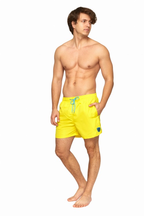 Szorty kąpielowe męskie spodenki sportowe zagano 5106 z logo w formie tarczy kolor żółty