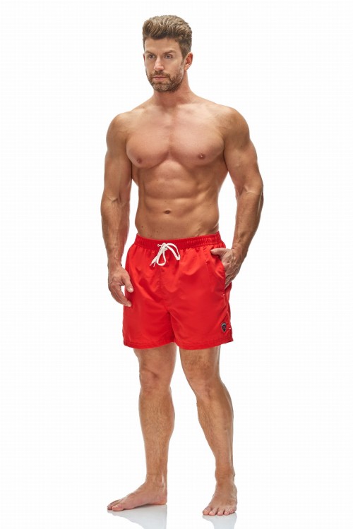 Szorty kąpielowe męskie spodenki sportowe zagano 5106 z logo w formie tarczy kolor czerwony