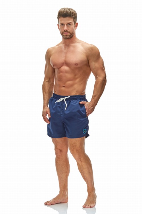 Szorty kąpielowe męskie spodenki sportowe zagano 5106 z logo w formie tarczy kolor granatowy