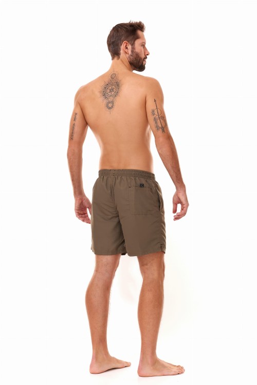 Szorty kąpielowe męskie spodenki sportowe zagano 5106 LONG z dłuższą nogawką i logo w formie tarczy kolor oliwkowy