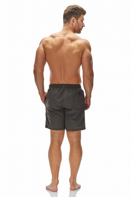 Szorty kąpielowe męskie spodenki sportowe zagano 5106 LONG z dłuższą nogawką i logo w formie tarczy kolor szary