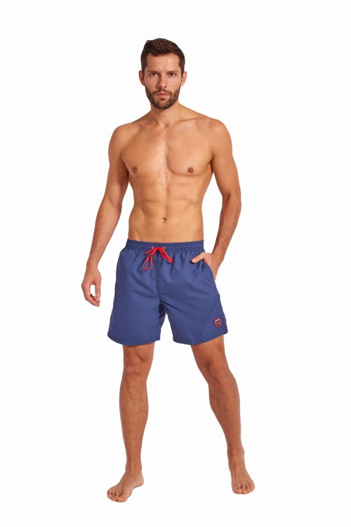 Szorty kąpielowe męskie spodenki sportowe zagano 5106 LONG z dłuższą nogawką i logo w formie tarczy kolor fioletowe