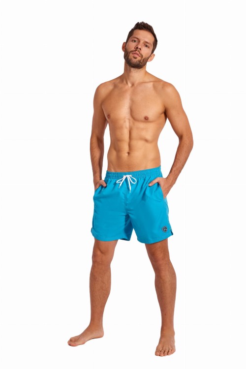 Szorty kąpielowe męskie spodenki sportowe zagano 5106 LONG z dłuższą nogawką i logo w formie tarczy kolor jasnoniebieski