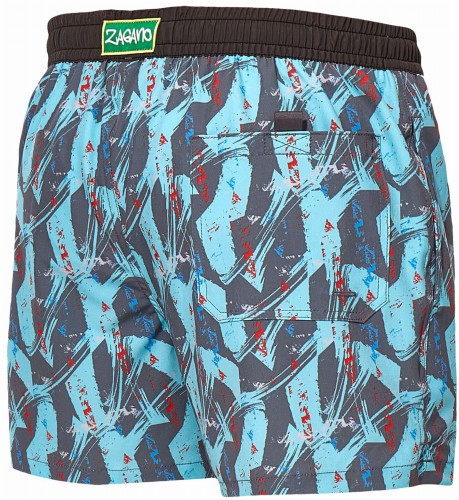 Szorty kąpielowe męskie spodenki sportowe elastyczne zagano 5671 kolor niebiesko szary z czerwonymi wstawkami