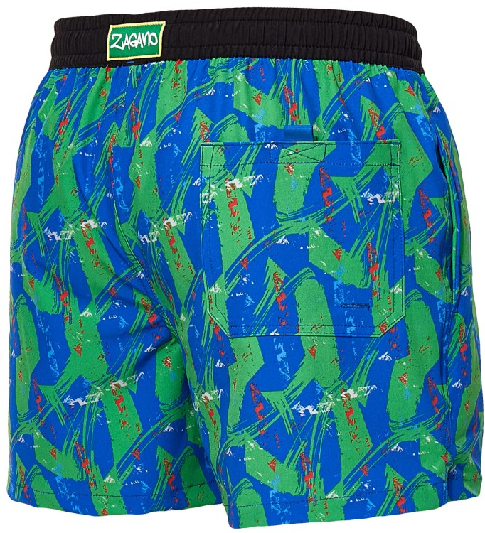 Szorty kąpielowe męskie spodenki sportowe elastyczne zagano 5671 kolor niebiesko zielony z czerwonymi wstawkami