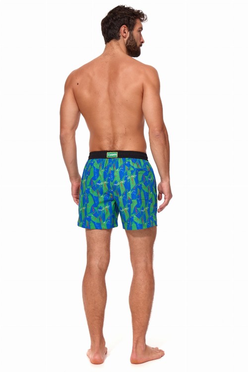 Szorty kąpielowe męskie spodenki sportowe elastyczne zagano 5671 kolor niebiesko zielony z czerwonymi wstawkami