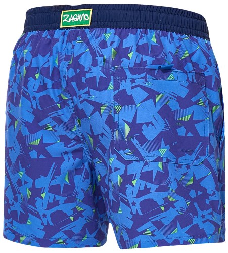 Szorty kąpielowe męskie spodenki sportowe elastyczne zagano 5671 kolor niebieski z żółtymi wstawkami