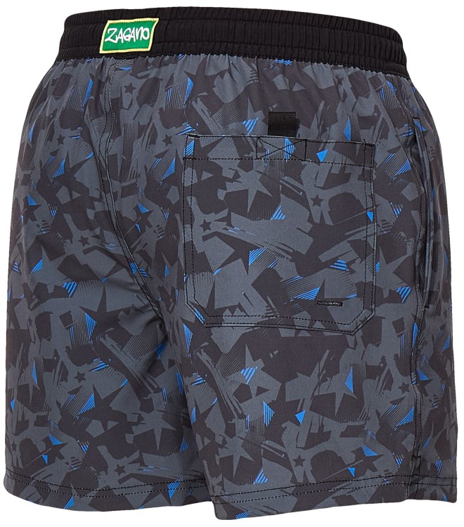 Szorty kąpielowe męskie spodenki sportowe elastyczne zagano 5671 kolor czarno szary z niebieskimi wstawkami