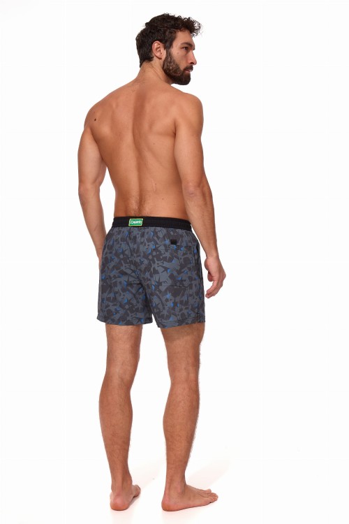 Szorty kąpielowe męskie spodenki sportowe elastyczne zagano 5671 kolor czarno szary z niebieskimi wstawkami