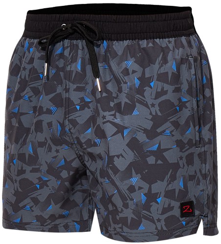 Szorty kąpielowe męskie spodenki sportowe elastyczne zagano 5671 kolor czarno szary z niebieskimi wstawkami