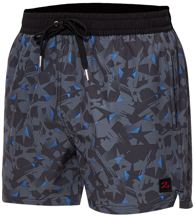 Szorty kąpielowe męskie spodenki sportowe elastyczne zagano 5671 kolor czarno szary z niebieskimi wstawkami
