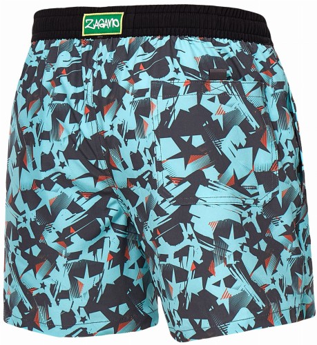 Szorty kąpielowe męskie spodenki sportowe elastyczne zagano 5671 kolor niebiesko czarny z czerwonymi wstawkami