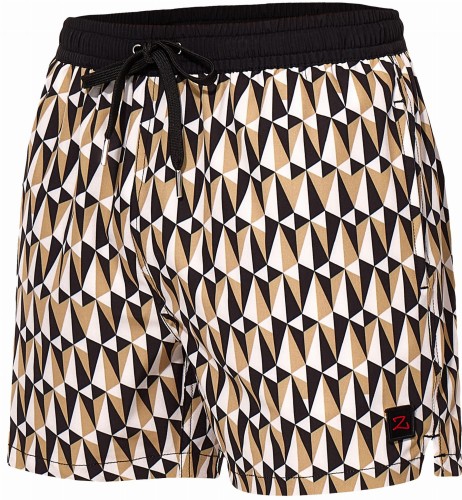 Szorty kąpielowe męskie spodenki sportowe elastyczne zagano 5671 z czarno brązowo białym wzorem