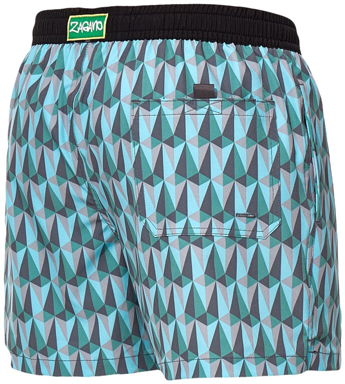 Szorty kąpielowe męskie spodenki sportowe elastyczne zagano 5671 z zielono niebiesko szarym wzorem