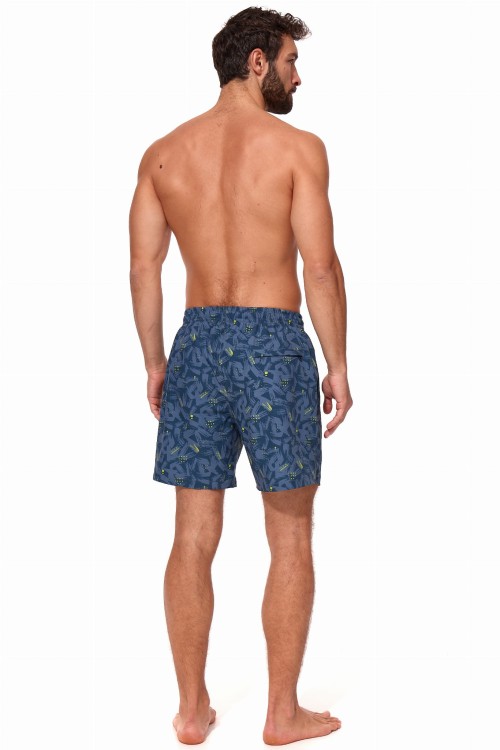 Szorty kąpielowe męskie spodenki sportowe elastyczne zagano 5673 kolor szary wzór z żółtymi wstawkami