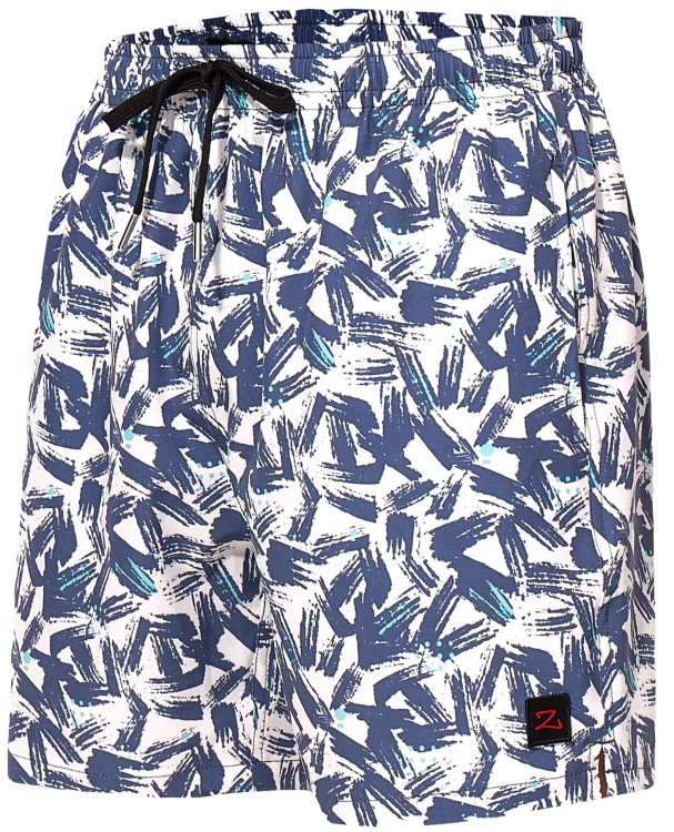 Szorty kąpielowe męskie spodenki sportowe elastyczne zagano 5673 kolor biały z niebieskim wzorem