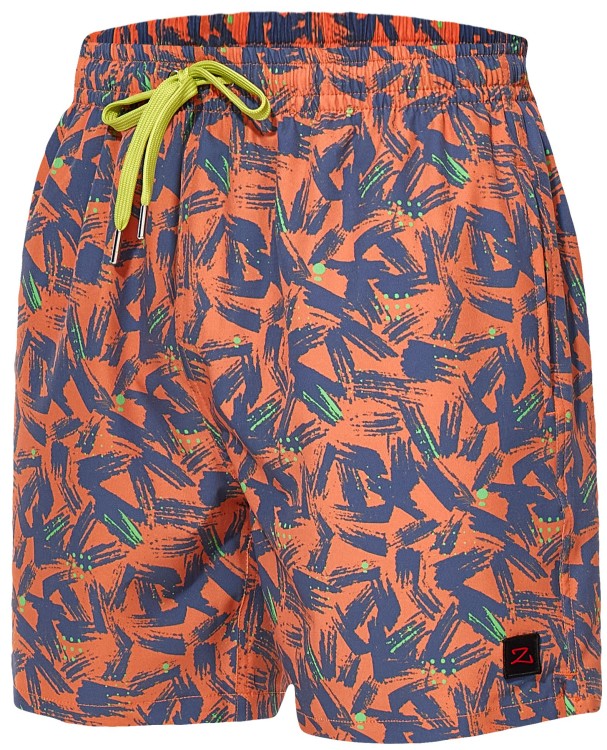 Szorty kąpielowe męskie spodenki sportowe elastyczne zagano 5673 kolor pomarańczowy z szaro zielonym wzorem