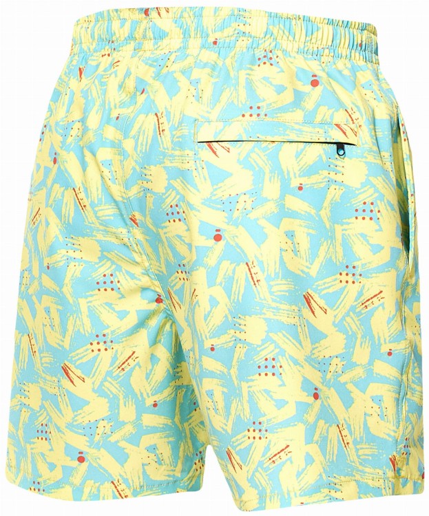 Szorty kąpielowe męskie spodenki sportowe elastyczne zagano 5673 kolor niebieski z żółto pomarańczowym wzorem