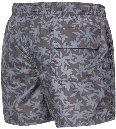Szorty kąpielowe męskie spodenki sportowe elastyczne zagano 5675 kolor szary z jasnoszarym motywem liści