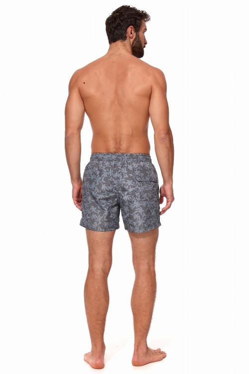 Szorty kąpielowe męskie spodenki sportowe elastyczne zagano 5675 kolor szary z jasnoszarym motywem liści