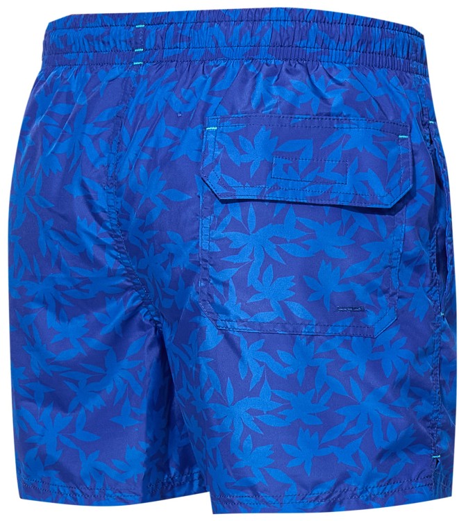 Szorty kąpielowe męskie spodenki sportowe elastyczne zagano 5675 kolor granatowy z niebieskim motywem liści