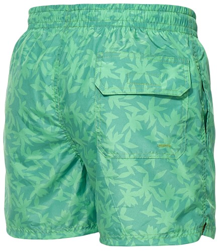 Szorty kąpielowe męskie spodenki sportowe elastyczne zagano 5675 kolor zielony z jasnozielonym motywem liści