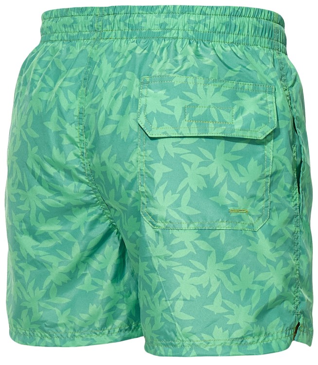 Szorty kąpielowe męskie spodenki sportowe elastyczne zagano 5675 kolor zielony z jasnozielonym motywem liści