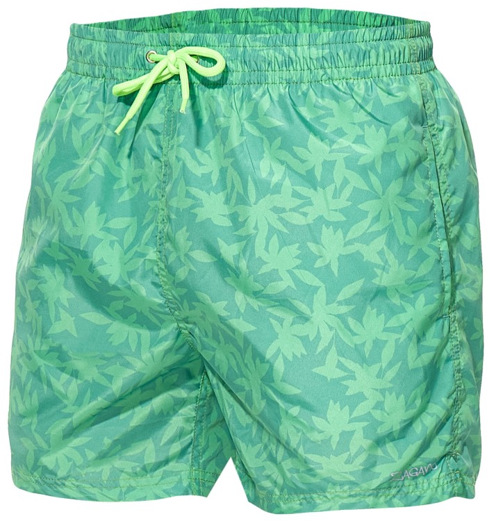 Szorty kąpielowe męskie spodenki sportowe elastyczne zagano 5675 kolor zielony z jasnozielonym motywem liści