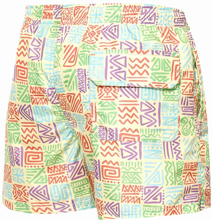 Szorty kąpielowe męskie spodenki sportowe elastyczne zagano 5675 kolor kremowy z kolorowym geometrycznym wzorem