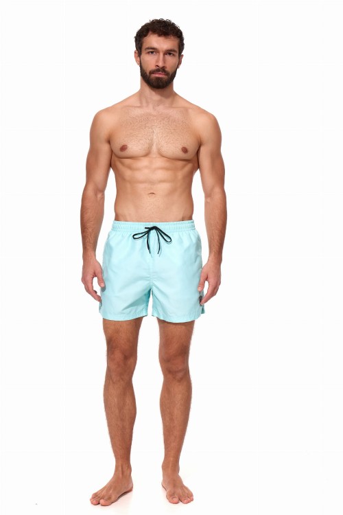 Szorty kąpielowe męskie spodenki sportowe zagano 5106 z logo w formie tarczy kolor jasny turkus