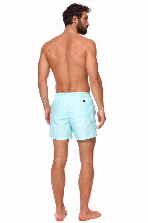 Szorty kąpielowe męskie spodenki sportowe zagano 5106 z logo w formie tarczy kolor jasny turkus