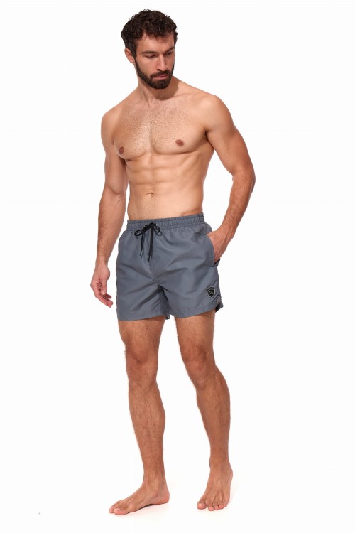 Szorty kąpielowe męskie spodenki sportowe zagano 5106 z logo w formie tarczy kolor szary