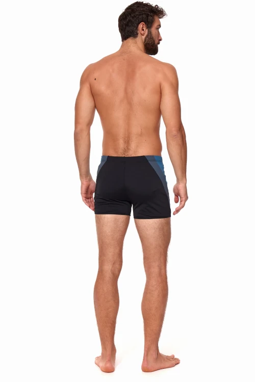 Kąpielówki męskie bokserki spodenki pływackie zagano 2402 kolor czarny z szaro niebieskimi wstawkami