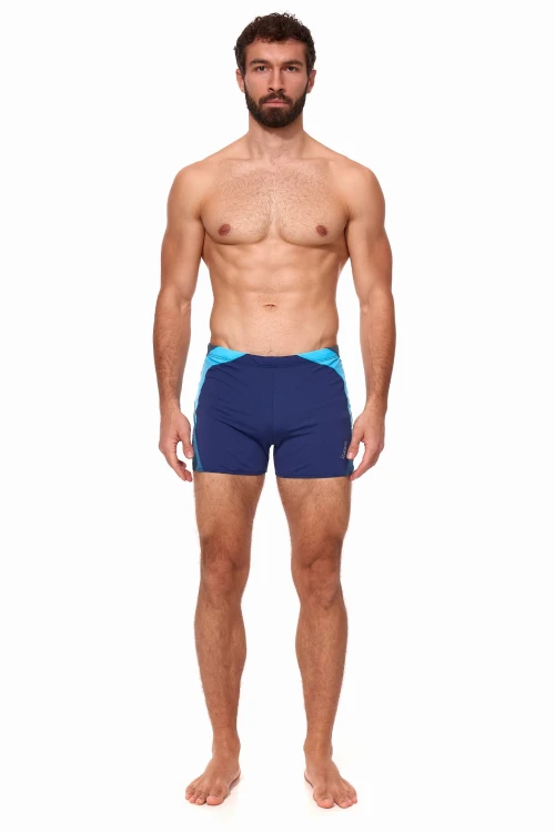 Kąpielówki męskie bokserki spodenki pływackie zagano 2402 kolor granatowy z szaro niebieskimi wstawkami