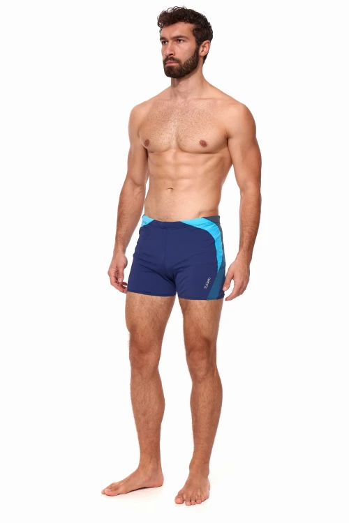 Kąpielówki męskie bokserki spodenki pływackie zagano 2402 kolor granatowy z szaro niebieskimi wstawkami