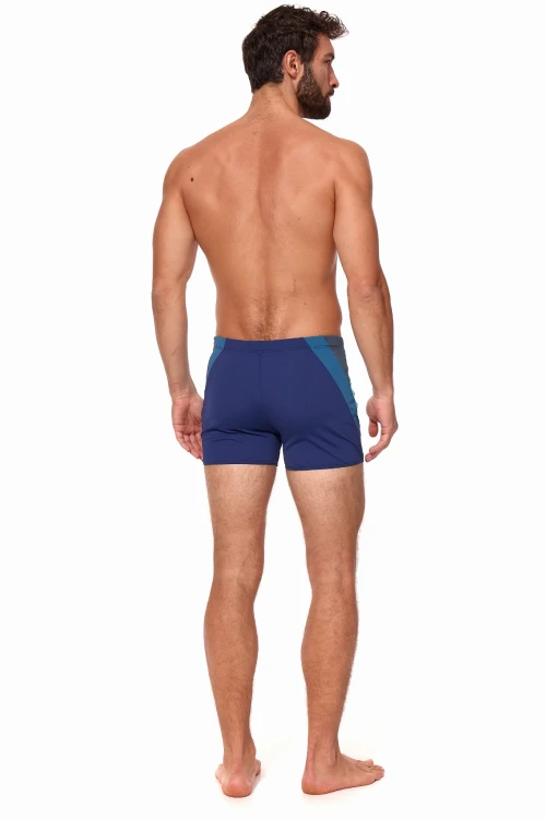 Kąpielówki męskie bokserki spodenki pływackie zagano 2402 kolor granatowy z szaro niebieskimi wstawkami