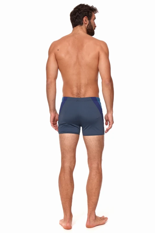 Kąpielówki męskie bokserki spodenki pływackie zagano 2402 kolor szary z niebieskimi wstawkami