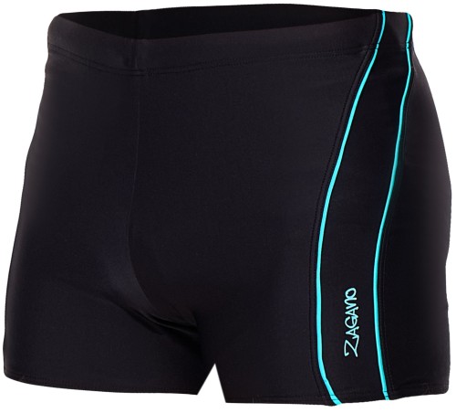 Kąpielówki męskie spodenki pływackie na basen zagano 2311 kolor czarny z niebieską wstawką