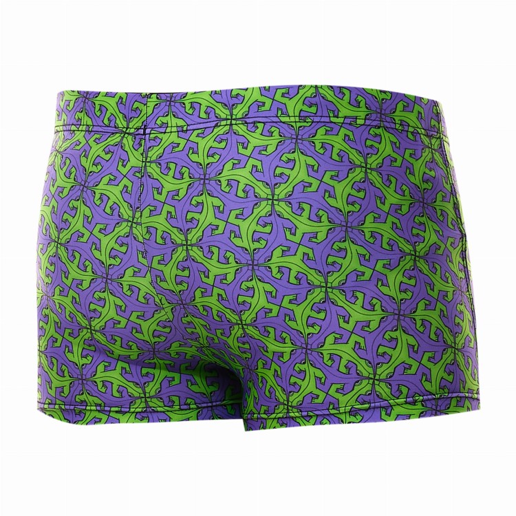Kąpielówki męskie bokserki spodenki pływackie kolorowe zagano 2380 kolor fioletowy z zielonym motywem zwierzęcym