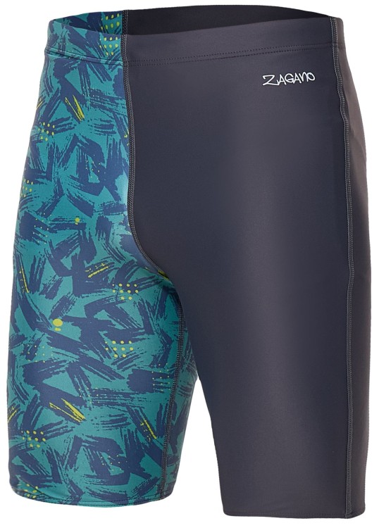 Kąpielówki męskie spodenki pływackie jammer 2389 kolor szary z niebiesko zielonym wzorem