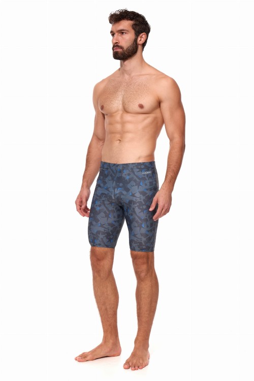 Kąpielówki męskie spodenki pływackie jammer 2387 z szaro niebieskim wzorem