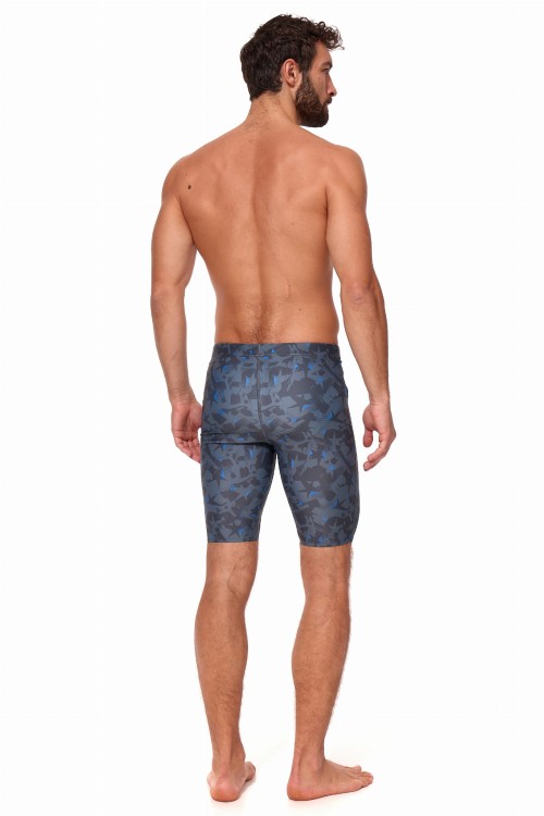 Kąpielówki męskie spodenki pływackie jammer 2387 z szaro niebieskim wzorem