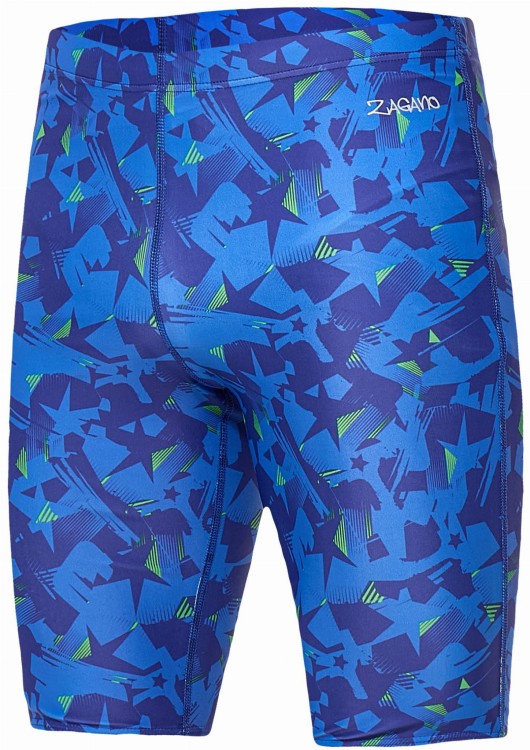 Kąpielówki męskie spodenki pływackie jammer 2387 z niebiesko zielonym wzorem