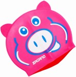 Pink silicone swim cap for children