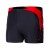 Czarne kąpielówki męskie bokserki ZAGANO 2378-01 z czerwonymi wstawkami i ozdobnym wzorem w postaci logo na bokach. Sportowy, dopasowany fason idealny na basen i do pływania.