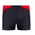 Czarne kąpielówki męskie bokserki ZAGANO 2378-01 z czerwonymi wstawkami i ozdobnym wzorem w postaci logo na bokach. Sportowy, dopasowany fason idealny na basen i do pływania.